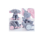 Jucarie interactiva Elefant Cucu Bau, culoare gri/roz,muzical - imagine 2