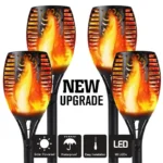 Set 4 Lampi Solare, Pentru Gradina, Efect Flacara, 62CM - imagine 4