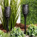 Set 4 Lampi Solare, Pentru Gradina, Efect Flacara, 62CM - imagine 2