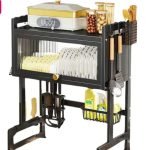 Raft Uscator pentru Vase din Otel Premium Negru, Design Modern si Compact, 85 cm