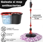 Set mop magic rotativ 360 grade , cu talpă și cuva din inox , 4 rezerve diferite + perie rosturi, rezerve incluse - imagine 3