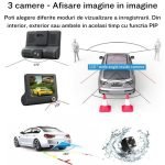 Camera auto de bord DVR Tripla Fata, Spate, Interior, - imagine 2