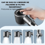 Set 2 Cap de dus cu filtru incorporat, presiune reglabila, 4 moduri de utilizare - imagine 2