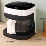 Friteuză cu aer cald capacitate 8.5 l, protectie supraincalzire, cu vas din yena transparent si rezistent + 100 Hartii Copt - imagine 4