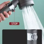 Para Dus cu Perie Masaj, Reglare Mod Presiune Apa, Cap Detasabil, Gri Metalic - imagine 3