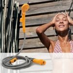 Set dus auto electric portabil pentru camping, 12 V, cablu 5M