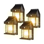 Set 4 x Lampa solara de perete cu senzor de miscare