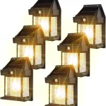 Set 6 x Lampa solara de perete cu senzor de miscare
