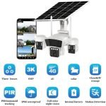 Camera Supraveghere cu Panou Solar, Conexiune 4G, Rotatie 360° Panoramică Cu 3 Lentile, Zoom 10x, Card Memorie Cadou - imagine 2