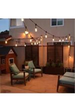 Ghirlandă Solară 20M cu 20 Becuri LED Filament, 2W, 3000K, IP65 – Lumină Caldă pentru Exterior - imagine 4
