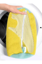 Sac pentru Spalat Incaltamintea la Masina, cu Fermoar Rezistent si Fibra Moale de Protectie 39x19 cm - imagine 3