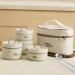 Set 4 caserole termice cu husă transport, interior oțel inoxidabil, 2×440 ml și 2×600 ml
