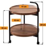Masuta cafea rotunda cu roti, din lemn maron - imagine 3