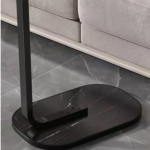 Masuta laterala ovala cu aspect marmura neagra - portabila si eleganta 45x28x60 cm - imagine 2