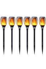 Set 6 Lămpi Solare Exterior cu Efect Flacără LED 50cm