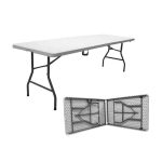 Masă pliabilă multifuncțională dreptunghiulară 180x70x74 cm, albă – masă catering, grădină, terasă și evenimente