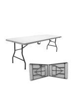 Masă pliabilă multifuncțională dreptunghiulară 180x70x74 cm, albă – masă catering, grădină, terasă și evenimente