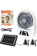 Ventilator solar portabil ABS 15/20 cm cu 2 lumini LED și funcție Power Bank - imagine 2
