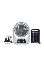 Ventilator solar portabil ABS 15/20 cm cu 2 lumini LED și funcție Power Bank - imagine 3