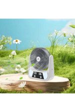 Ventilator solar portabil ABS 15/20 cm cu 2 lumini LED și funcție Power Bank - imagine 5