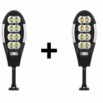 Set 2X Lampa Solară Stradală DealsReall 400W, 200 LED + 8 COB, cu Senzor de Mișcare și Lumină, Telecomandă Inclusă, IP65, pentru Exterior