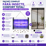 Pachet Anti Insecte – Lampă UV Electrică 40W + Perdea Magnetică de Muște 100 x 210 cm