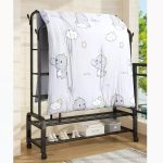 Organizator metalic pentru haine și pantofi, suport dublu cu roți, 162×135 cm, Negru - imagine 9
