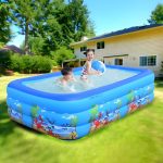 Pachet Vară Familie – Piscină 180x125x54 Gonflabilă pentru Copii, Colac Gonflabil cu Parasolar și Furtun Extensibil 30 m cu Pistol de Stropit - imagine 4