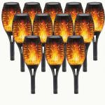 Set 12 Lămpi Solare Tip Torță cu Efect Flacără 50 cm