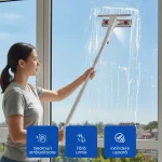 Ștergător Geamuri 2 în 1 cu Pulverizator și Tijă Telescopică 165 cm