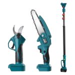 Set Foarfecă Electrică de Grădină + Mini Drujbă 6 Inch cu Braț Telescopic 2.13 m | 2 Acumulatori, Unghi Reglabil - imagine 3