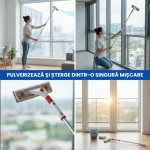 Ștergător Geamuri 2 în 1 cu Pulverizator și Tijă Telescopică 165 cm - imagine 3