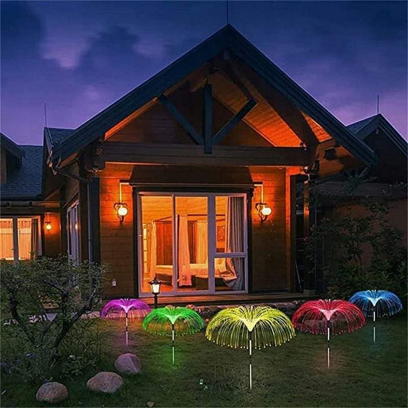 Set 2 x Lămpi Solare LED cu Fibră Optică, Model Meduză, Multicolore, pentru Grădină și Alei - imagine 5