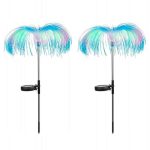 Set 2 x Lămpi Solare LED cu Fibră Optică, Model Meduză, Multicolore, pentru Grădină și Alei