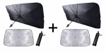 Set 2 X Parasolar Pliabil Tip Umbrelă pentru Parbriz Auto, Protecție Împotriva Razelor UV și Căldurii
