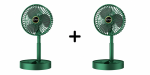 Set 1+1 Ventilator de Birou Pliabil, 3 Trepte de Viteză, Suport Telefon Integrat, Încărcare MicroUSB, Verde