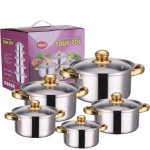 Set Oale din Inox 10 Piese cu Capace din Sticlă, 18/20/22/24/26 cm, Compatibile cu Toate Tipurile de Plite