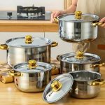 Set Oale din Inox 10 Piese cu Capace din Sticlă, 18/20/22/24/26 cm, Compatibile cu Toate Tipurile de Plite - imagine 4