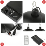 Set 2 Lămpi Solare Suspendate cu Abajur, Lumină Albă, Telecomandă Inclusă, pentru Exterior - imagine 3