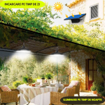 Set 2 Lămpi Solare Suspendate cu Abajur, Lumină Albă, Telecomandă Inclusă, pentru Exterior - imagine 5