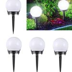 Set 3 Lămpi Solare Tip Glob pentru Grădină, Iluminare LED, IP44, Înălțime 33 cm