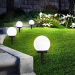 Set 3 Lămpi Solare Tip Glob pentru Grădină, Iluminare LED, IP44, Înălțime 33 cm - imagine 4
