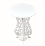 Măsuță Decorativă Tip Clepsidră din PVC, pentru Cafea sau Suport Ghivece, Alb - imagine 4