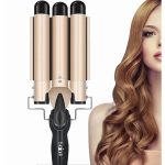 Ondulator de Păr cu 3 Elemente 22 mm, Temperatură Reglabilă, Negru/Auriu