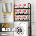 Raft Depozitare pentru Baie deasupra Mașinii de Spălat, 3 Polițe, Design Modular, Aluminiu și Plastic, 65 x 25 x 155 cm, Negru - imagine 3