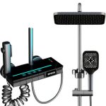 Coloană de Duș Smart Termostatică, 4 Funcții, Lumini LED, Rotire 360°, Fără Alimentare Electrică