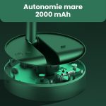 Set 1+1 Ventilator de Birou Pliabil, 3 Trepte de Viteză, Suport Telefon Integrat, Încărcare MicroUSB, Verde - imagine 4