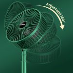 Set 1+1 Ventilator de Birou Pliabil, 3 Trepte de Viteză, Suport Telefon Integrat, Încărcare MicroUSB, Verde - imagine 2