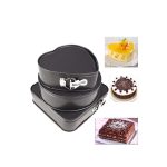 Set 3 Forme pentru Tort și Prăjituri cu Bază și Margini Detașabile, Rotundă, Pătrată și Inimă, Negru - imagine 5