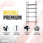 Raft Depozitare pentru Baie deasupra Mașinii de Spălat, 3 Polițe, Design Modular, Aluminiu și Plastic, 65 x 25 x 155 cm, Negru - imagine 2